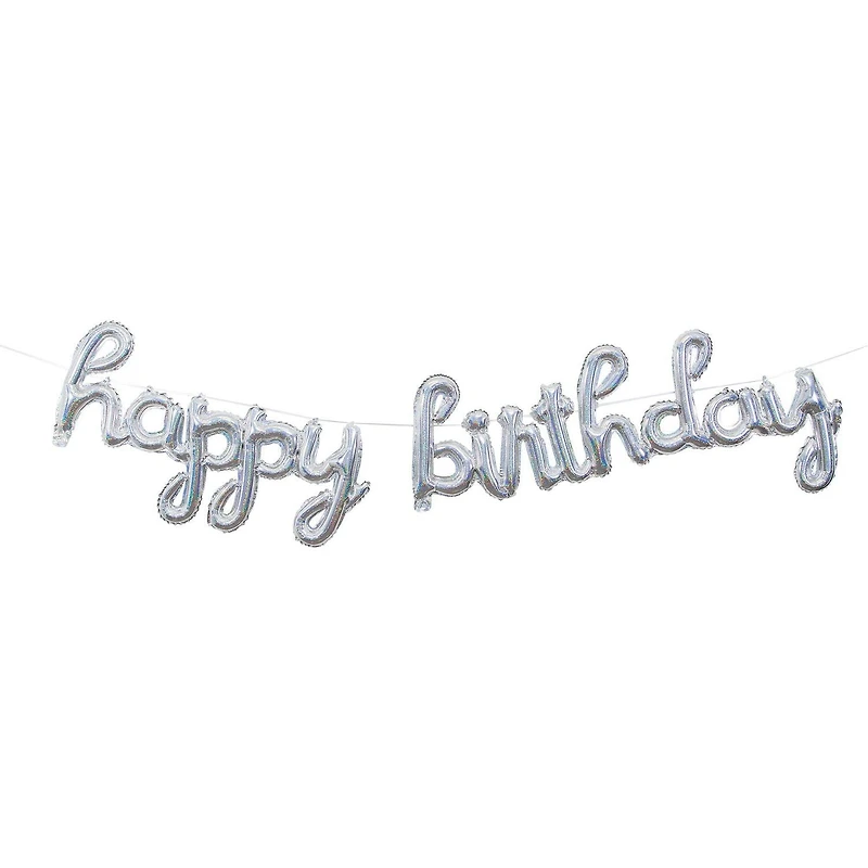 bannière de ballons Joyeux anniversaire d'argent prismatique doré Bannière ballons Joyeux Bday