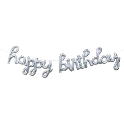 bannière de ballons Joyeux anniversaire d'argent prismatique doré Bannière ballons Joyeux Bday