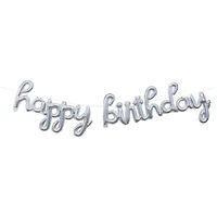 bannière de ballons Joyeux anniversaire d'argent prismatique doré Bannière ballons Joyeux Bday