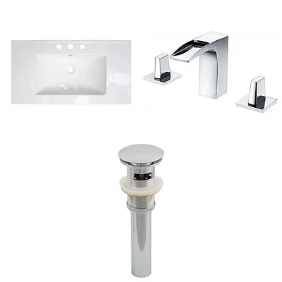 American Imaginations -in. W 1 Hole Ceramic Top Set In White Color