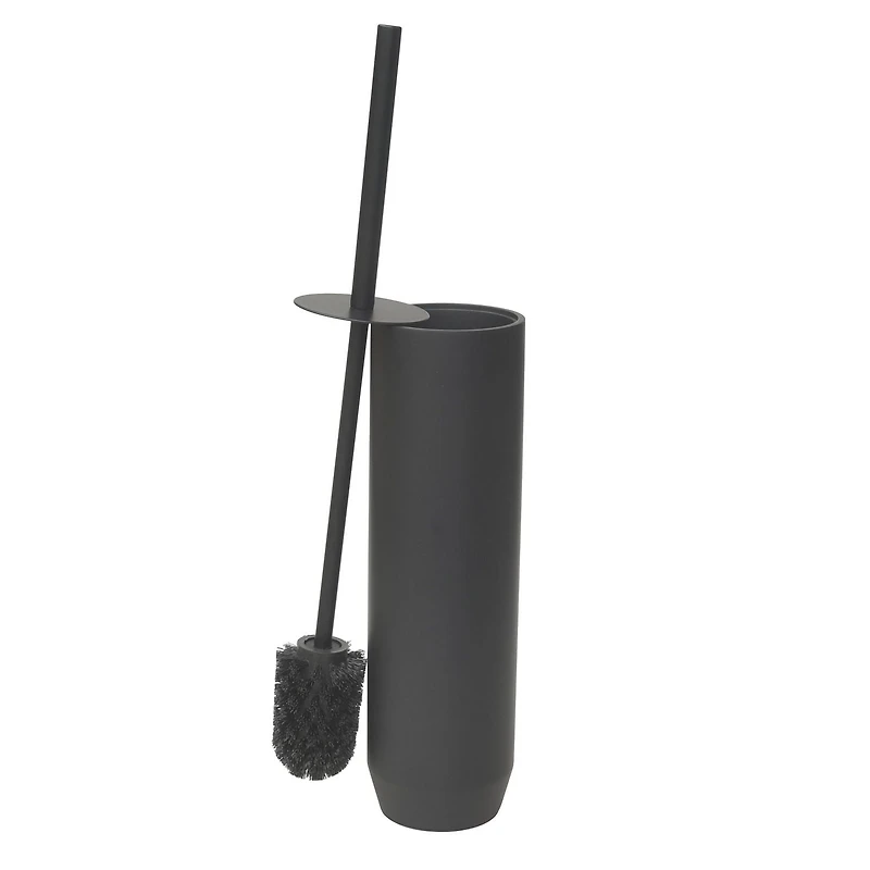 hometrends Black Toilet Brush and Holder,1 toilet bowl brush with metal handle and sandstone holder for bathroom use