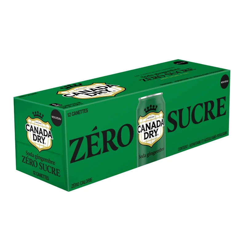 Soda Gingembre Zero Sucre Canada Dry Canette 355 mL, 12 Pack 12 x 355 mL
