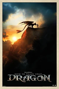 How To Train Your Dragon (2025) - Teaser One Sheet Wall Poster, 14.725" x 22.375" Framed