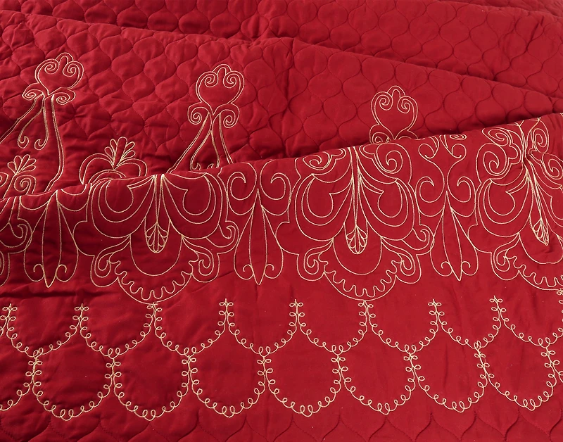 Marina Decoration Embroidered Stitching Coverlet Bedspread Ultra Soft Solid Bedding Summer Quilt Set with Quilted Sham