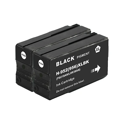 L-ink 2 Pack Compatible HP 952XL Black High Yield Ink Cartridge (F6U19AN)