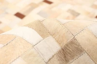 ECARPETGALLERY 5'5" x 7'8" Contemporary Cowhide Patchwork Handmade Area Rug for Living Room, Dining Room and Bedroom in Ivory