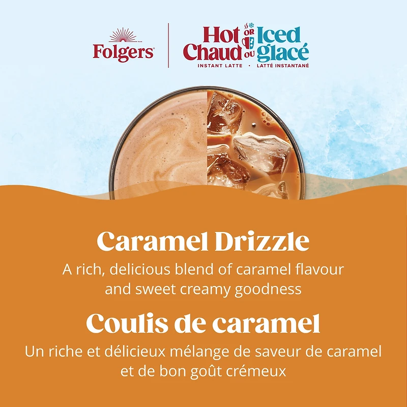 Folgers Hot Or Iced Caramel Drizzle Instant Latte 4 Sachets 120g, 4 x 30g Sachets (Total 120g)