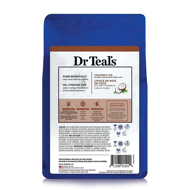 Dr Teal's Pure Epsom Salt Soak, Nourish & Protect with Coconut Oil, 1.36 kg