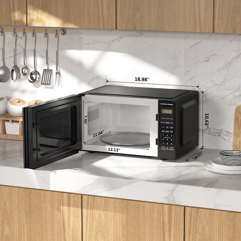 Hamilton Beach 0.9 Cu ft Countertop Microwave Oven, 900 Watts, Stainless Steel