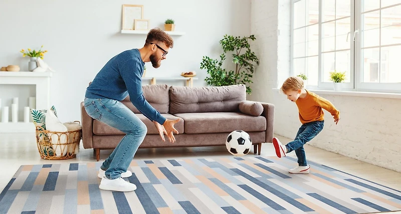 Tapis d'extérieur lavable Miami ivoire & bleu 7 pi x 9 pi