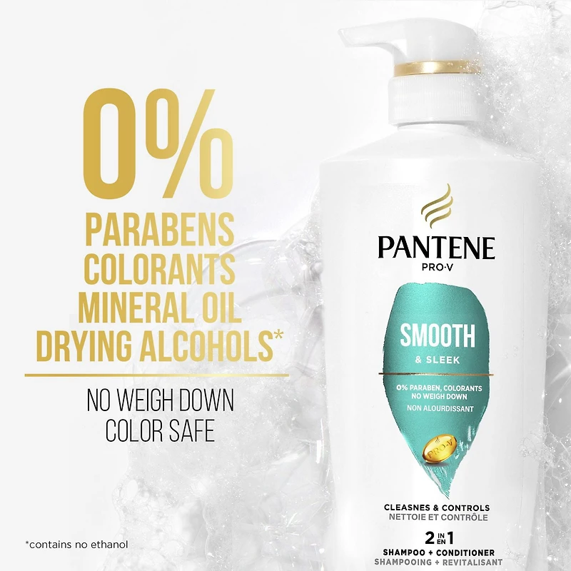 Shampooing et revitalisant 2 en 1 PANTENE PRO-V Smooth & Sleek 17,9 oz/530 mL