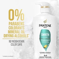 Shampooing et revitalisant 2 en 1 PANTENE PRO-V Smooth & Sleek 17,9 oz/530 mL