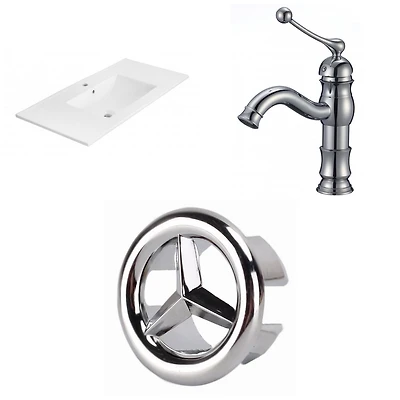American Imaginations 32-in. W 3H8-in. Ceramic Top Set In White Color - Overflow Drain Incl. AI-24165