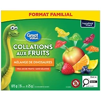 Great Value Dinosaur Mix Fruit Flavoured Snacks, 875 g (35 pouches x 25 g)