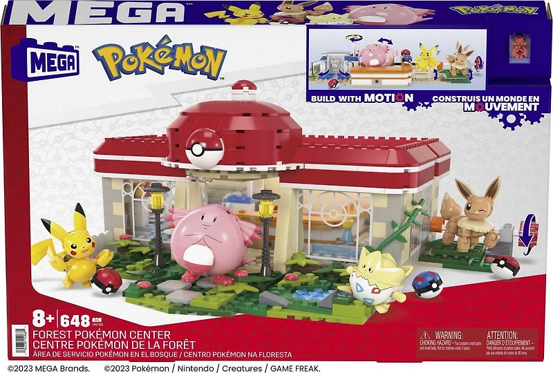 MEGA Pokémon Building Toy Kit, Forest Pokémon Center (648 Pieces) with 4 Action Figures