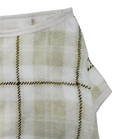 Way to Celebrate Vêtements pour chiens: Pyjama en molleton pour chiens, carreaux ivoire avec une sérigraphie scintillante de renne, taille XS-XL