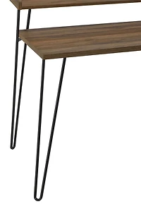 Ameriwood Home Haven Retro Computer Desk with Riser, Olive Green with Gold Legs