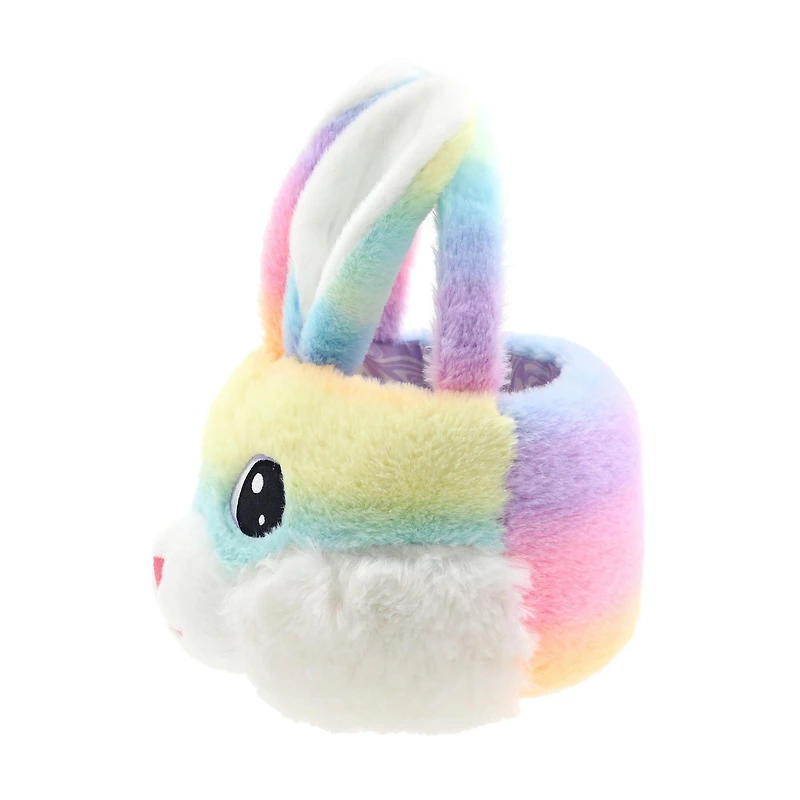 Way To Celebrate Chubby Cheek Plush Basket, Rainbow