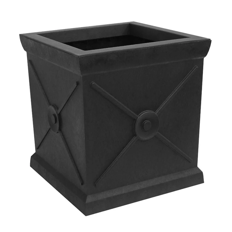 Tierra Verde 15" W x 16" H Allegro Monarch Square Self-Watering Planter - Black, Indoor/Outdoor