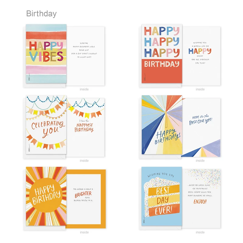 American Greetings - Assortiment en boîte de 30 cartes de fête avec enveloppes, cachets et boîte de rangement (motifs Kathy Davis, Gâteau)
