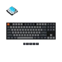 Keychron K1 V2 Wireless Low Profile Mechanical Keyboard - Black - White LED - Aluminum Frame - Gateron Blue - TKL Layout - Windows Mac OS Android (K1-L2)