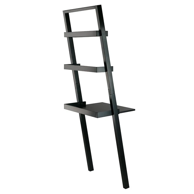 Winsome Bellamy Leaning Desk with 2 Shelves in Black