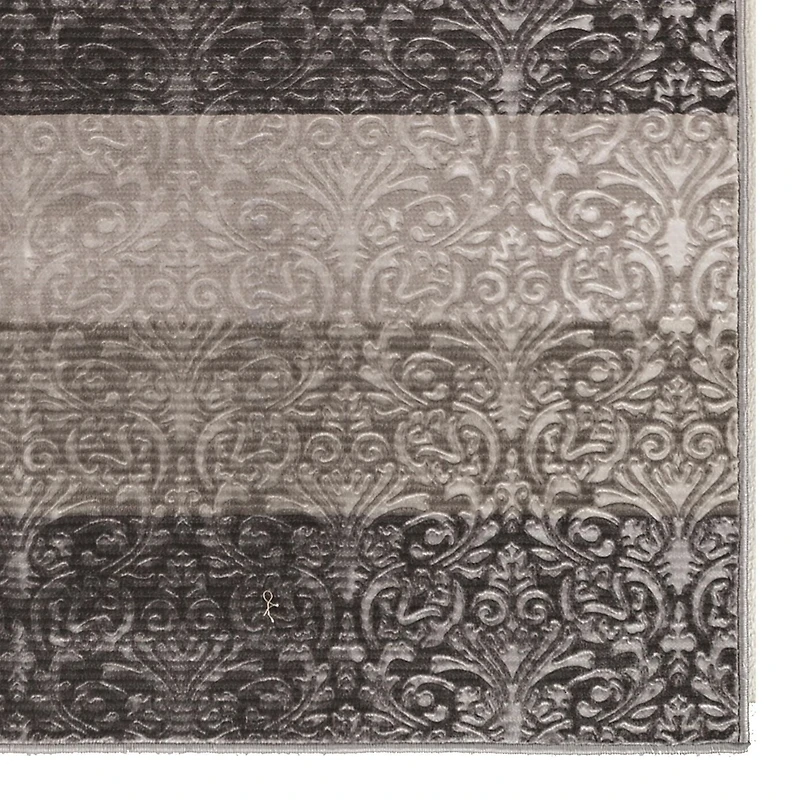 Tapis Evolution à rayures damassées 8 pi x 10 pi 3 po, gris et noir