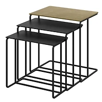Chic industriel Aluminium Fonte Table d'Appoint, Jeu de 3 - Or Antique et Noir
