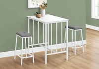 Monarch Specialties  Ens Salle A Manger, Ensemble De 3 Pièces, Hauteur Du Comptoir, 36" Rectangulaire, Petit, Cuisine, Stratifié Brun, Métal Noir, Contemporain