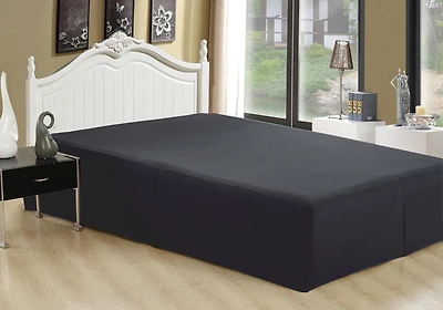 Jupe de lit Marina Décoration ultra douce et soyeuse, qualité hôtelière, toutes saisons, poche profonde, 40 cm de hauteur, en rayonne de bambou solide sur mesure, couleur noire
