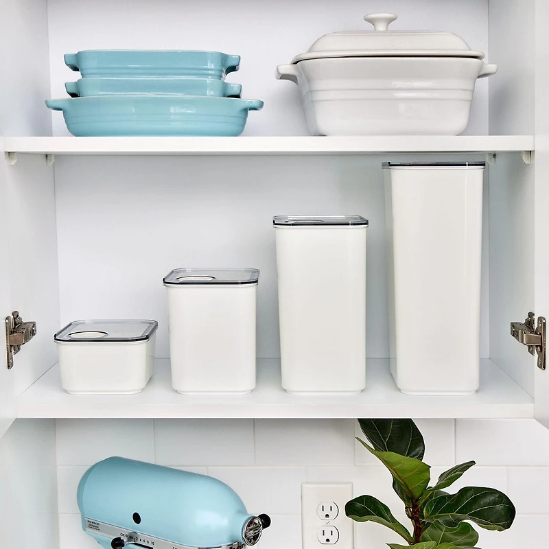 iDesign Recycled Plastic Medium Dry Goods Kitchen Canister with Airtight Lid – 1900mL, White