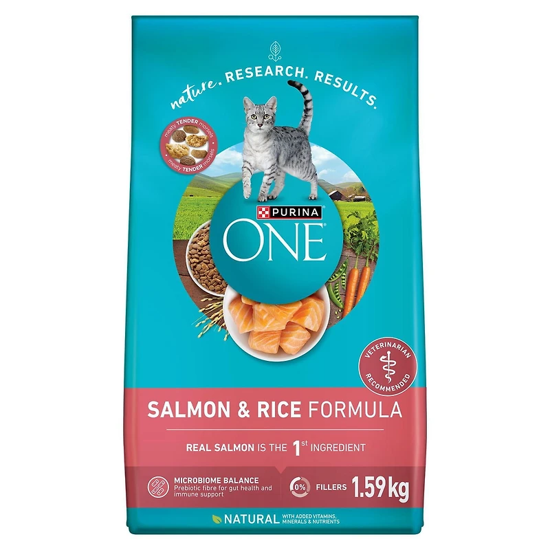 Purina ONE Salmon & Rice, Dry Cat Food, 1.59-7.2 kg