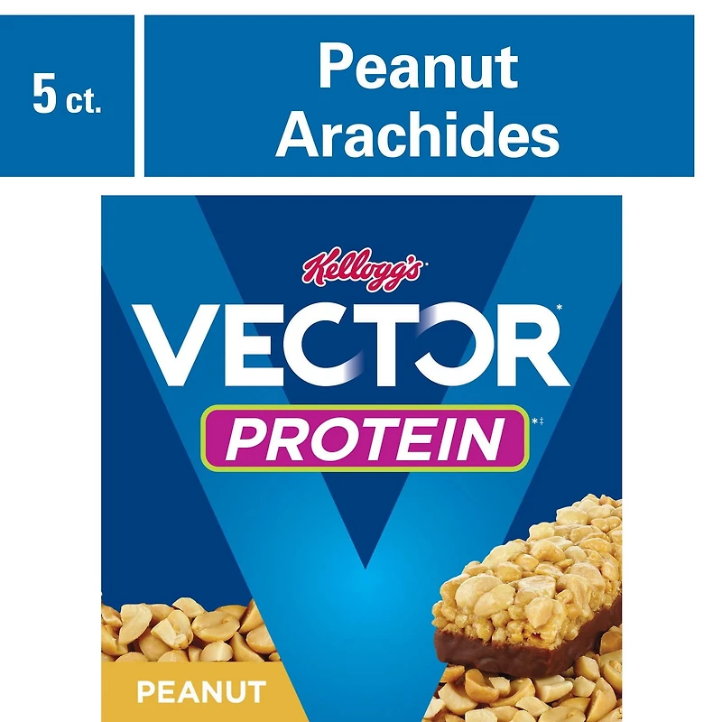 Barres tendres Kellogg's Vector Protéines Arachides, 200 g (5 barres)