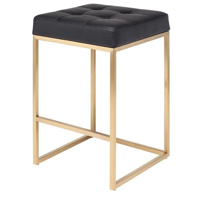 Tabouret de bar moderne et luxueux – Design élégant sans dossier avec pieds dorés brillants, siège rembourré, mélange parfait de style et de confort pour les cuisines et les bars