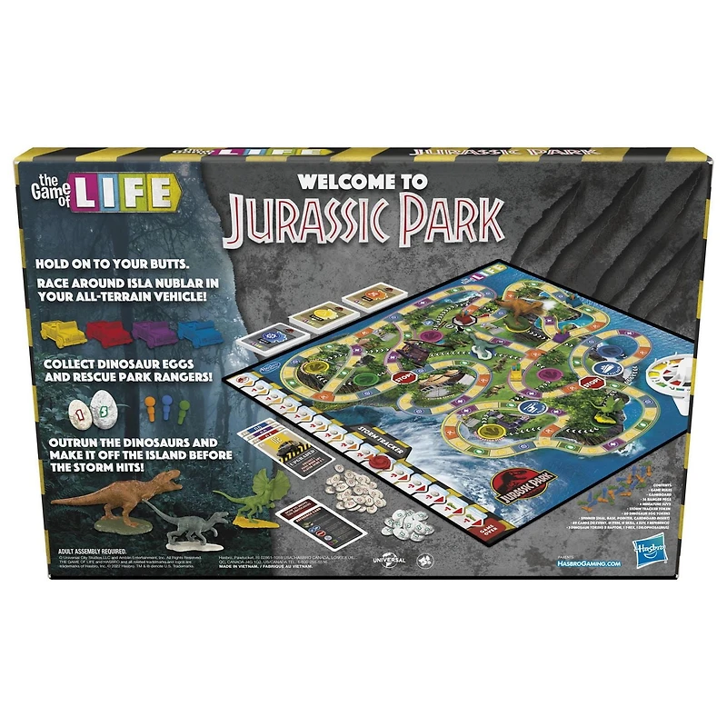 The Game of Life Jurassic Park Edition Game, Family Board Game for Kids Ages 8 and Up, Inspired by the Original Hit Movie