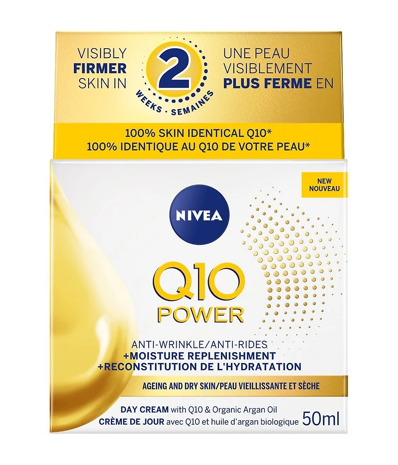 NIVEA Q10 Anti-Wrinkle Moisture Replenishment Day Face Cream, Dry Skin, 50 mL