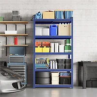 Fullfurnique 71″ Height Metal Storage Rack with Adjustable Shelves, Blue