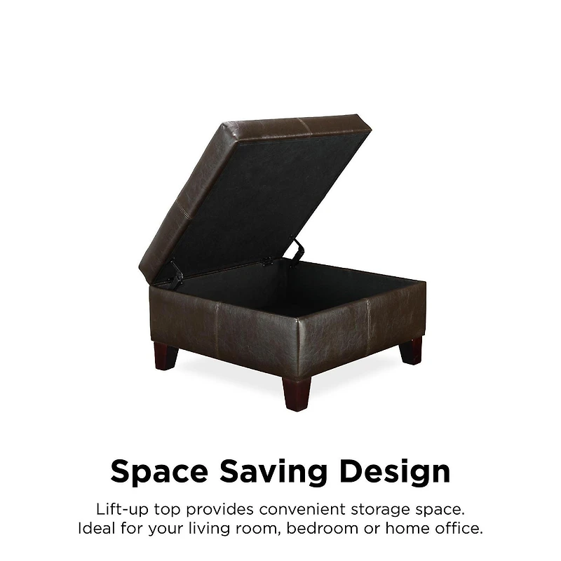 Pouf carré avec rangement de la marque « Dorel Living », Meuble de salle de séjour (espresso)