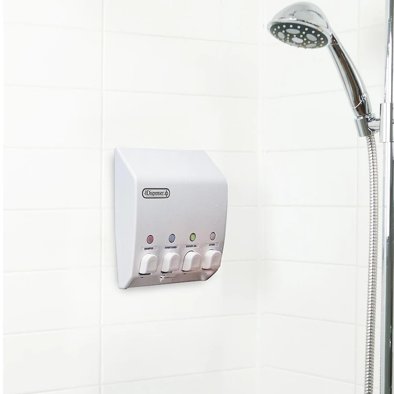 Better Living Products 71450 CLASSIC 4 Chamber Wall Mount Soap and Shower Dispenser White