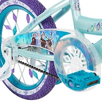 Reines des Neiges de Huffy, 16 pouces, vélos pour les filles avec roues d'entraînement, Blanc étincelant / Bleu cristal 4-6 ans