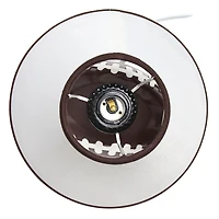 Simple Designs Lampe de bureau de table 11.5" en céramique avec base de football athlétique et abat-jour en tissu Empire blanc avec bordure marron