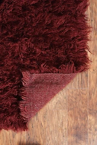 New Flokati 1400gr 2'4" x 8'6" Runner, Burgundy