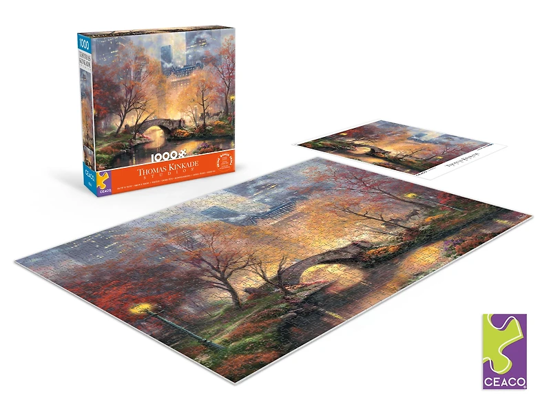 Ceaco Thomas Kinkade Central Park in the Fall 1000-Piece Interlocking Jigsaw Puzzle for Adults Ages 14+