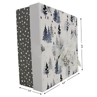Wrap In A Hurry Ready to Gift Boîte carrée élégante avec ruban, Blue Forest, 1 Pièce