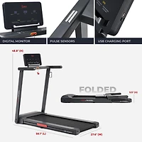 Sunny Health & Fitness Interactive Slim Folding Treadmill with Advanced Brushless Technology, Enhanced Stabilization, Exclusive SunnyFit App Bluetooth Connectivity