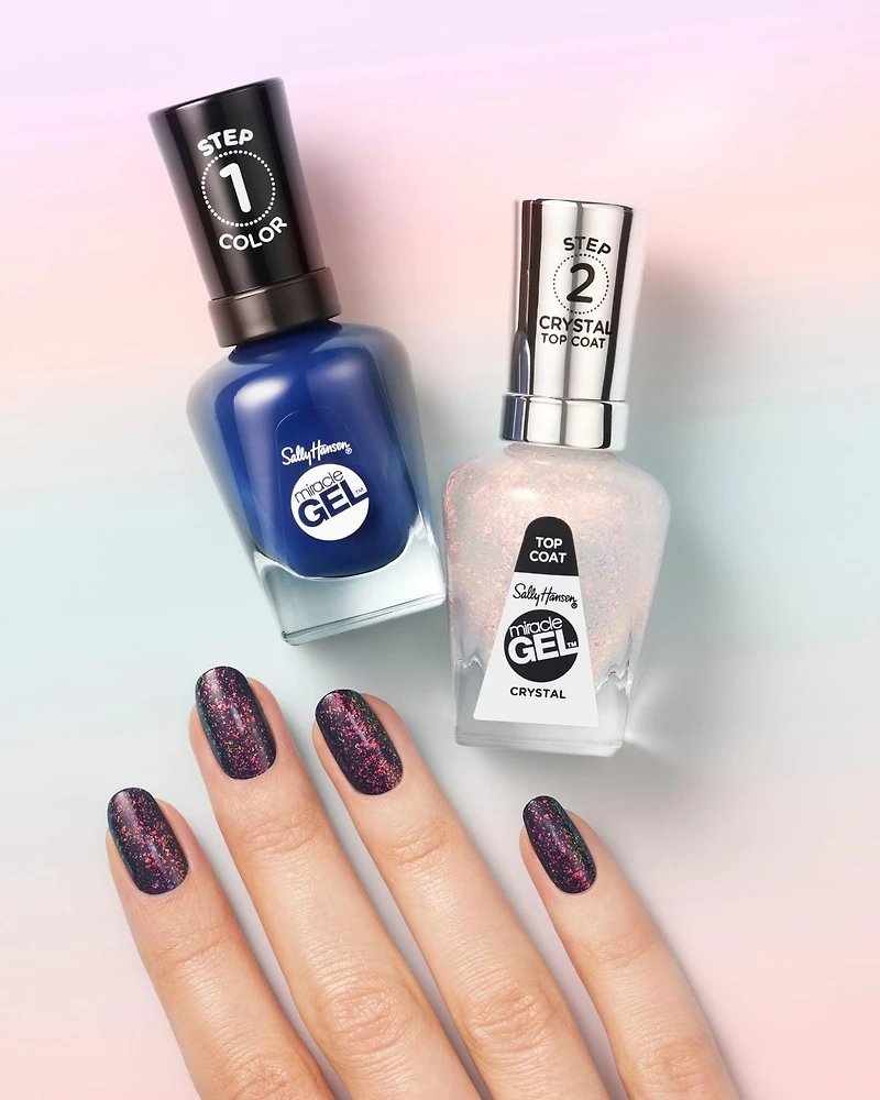 Sally Hansen - Vernis de finition Miracle Gel™, système de simili-gel en 2 étapes, sans lampe UV, jusqu'à 8 jours de couleur et brillance Couleur anti-écaillement et longue tenue