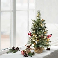 Holiday Time Arbre pré-éclairé avec givre scintillant de 61 cm, vert 48 pointes de branches; lumières DEL