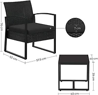 Boutique Home – Lot de meubles de jardin Bistro 3 pièces