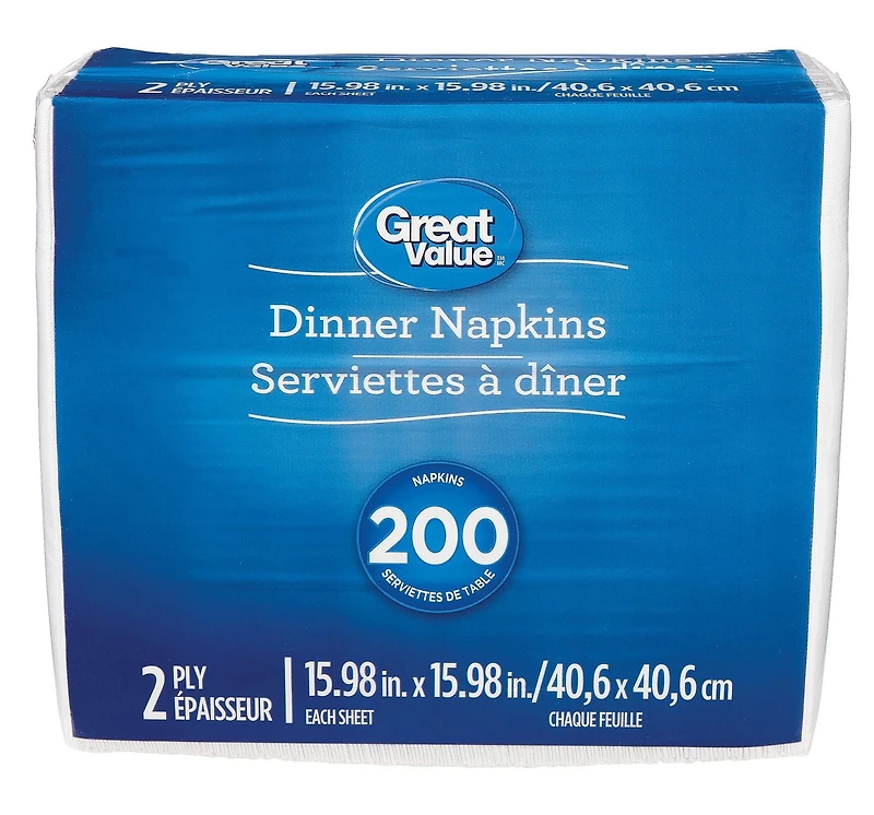 Great Value Dinner Napkins, 200 Napkins