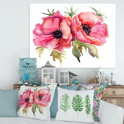 Designart Fleurs de pavot stylisées Art mural sur toile